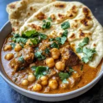 Coconut Beef & Chickpea Curry with Garlic Naan