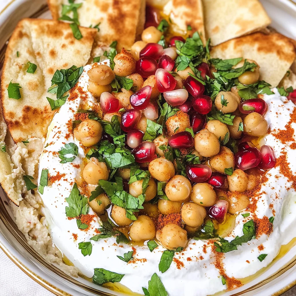 Fatteh (Pita, hummus, and yogurt)