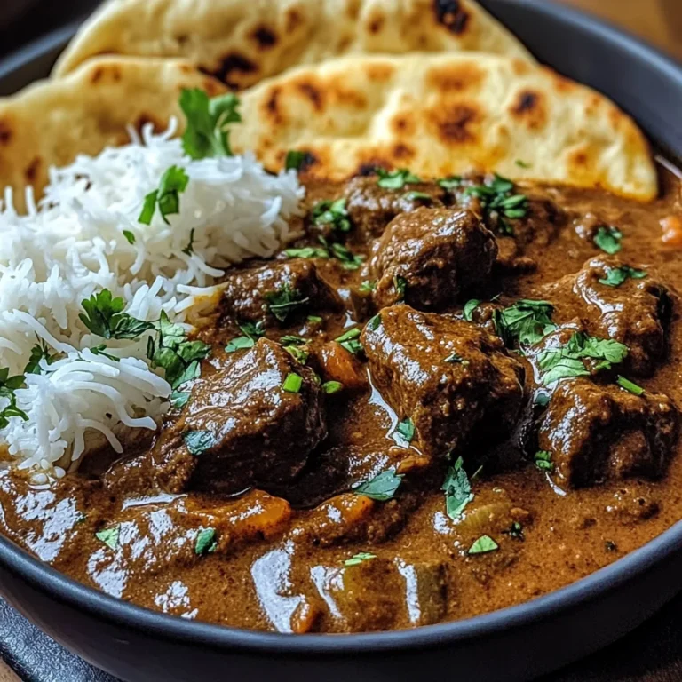 Slow-Cooked Beef Curry with Garlic Naan