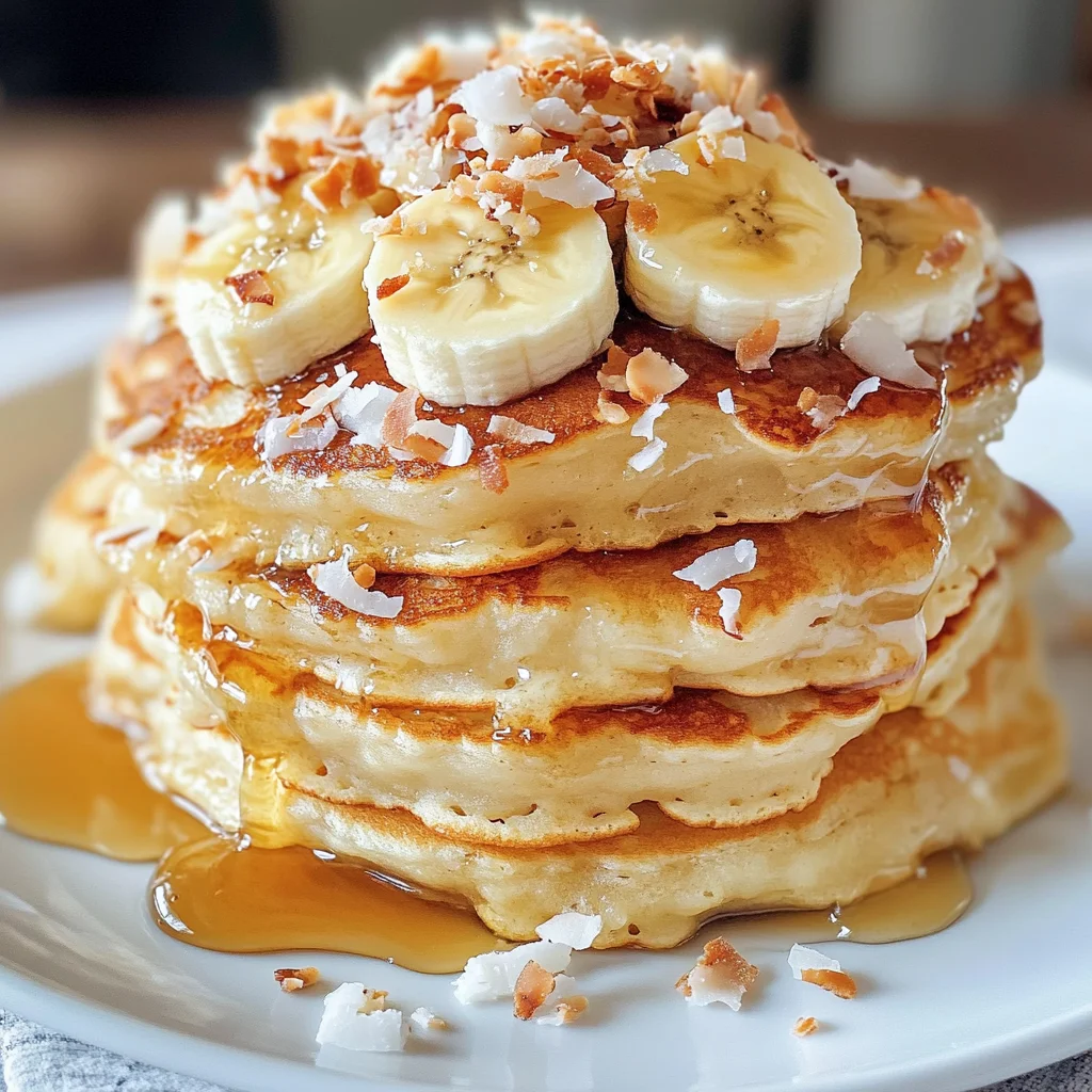 Toasted Coconut Macadamia Pancakes with Coconut Syrup