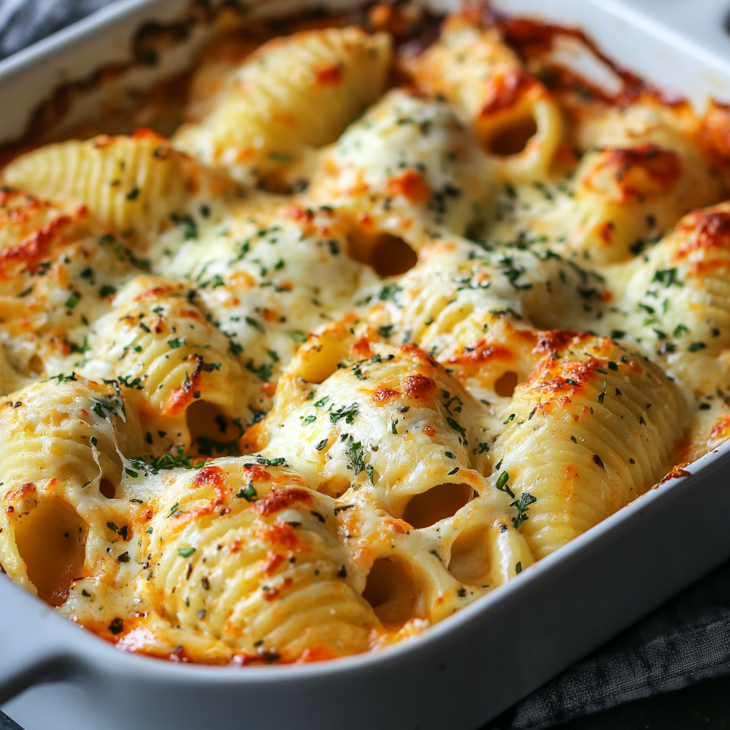 Creamy Parmesan Chicken Shells with Melted Mozzarella