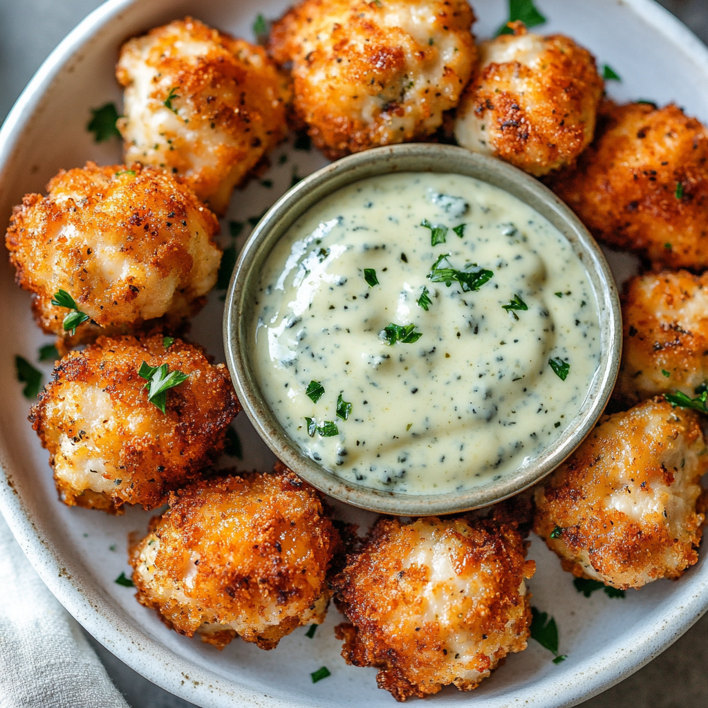 Pickle-Brined Chicken Bites w/ a Creamy Blue Cheese Sauce