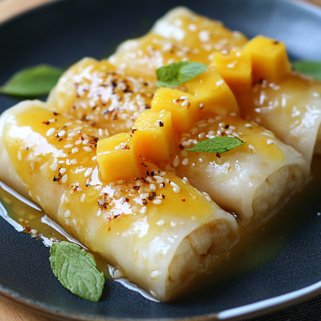 Sweet Mango Sticky Rice Rolls